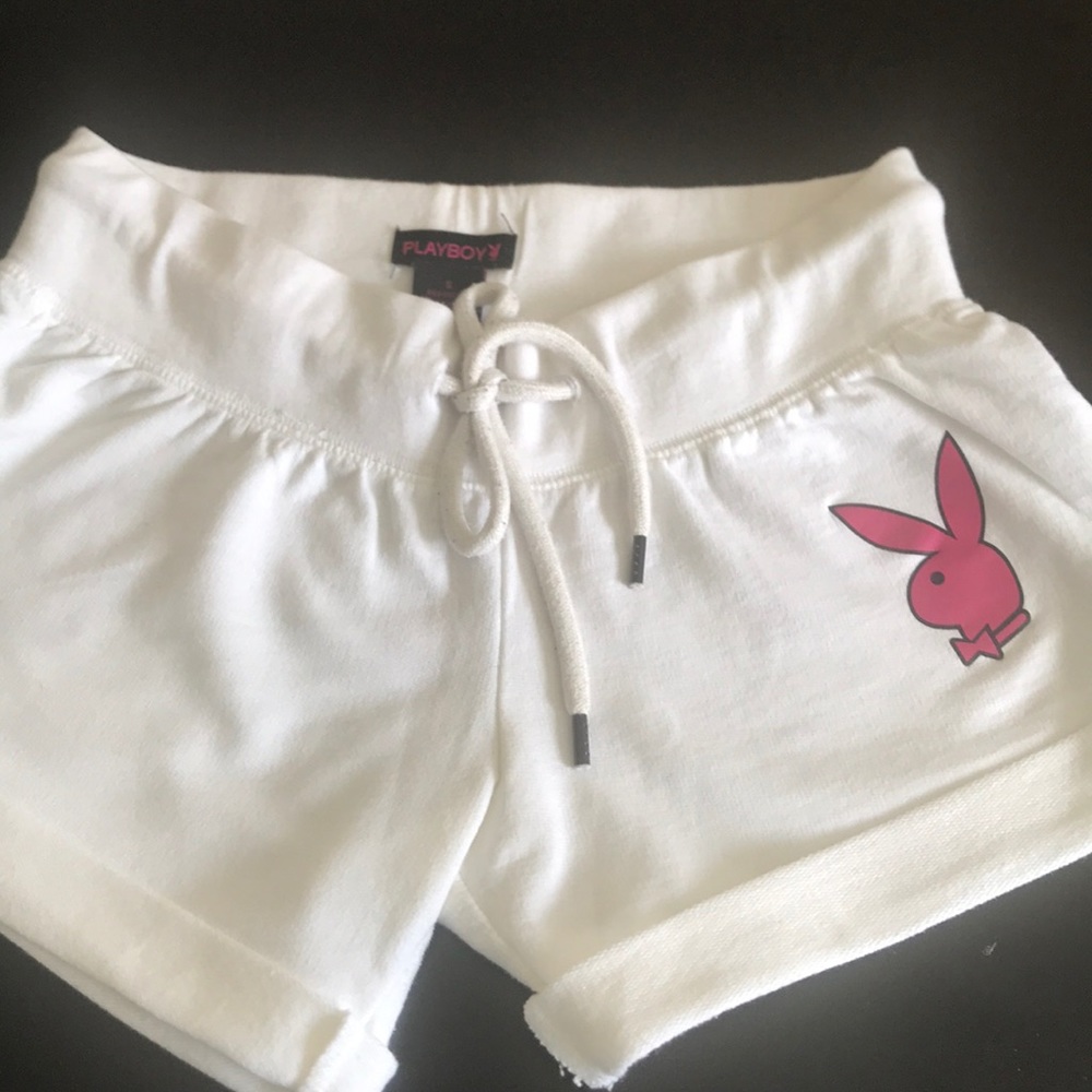 White Playboy Shorts Gently used good condition negotiable for lower price